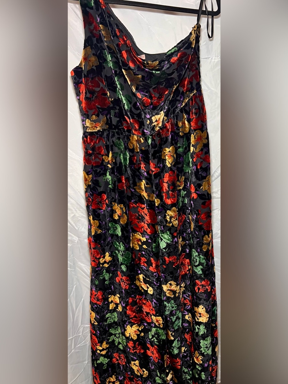 Hutch Anthropologie One Shoulder Velvet Jumpsuit Jewel Floral NWT 14 - Picture 2 of 3